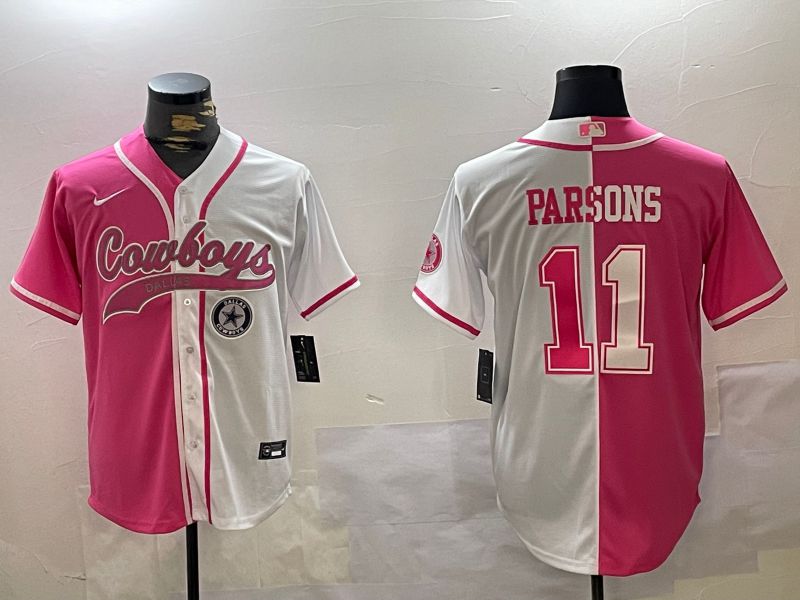 Men Dallas Cowboys #11 Parsons white pink Joint Name 2024 Nike Limited NFL Jersey style 3->dallas cowboys->NFL Jersey